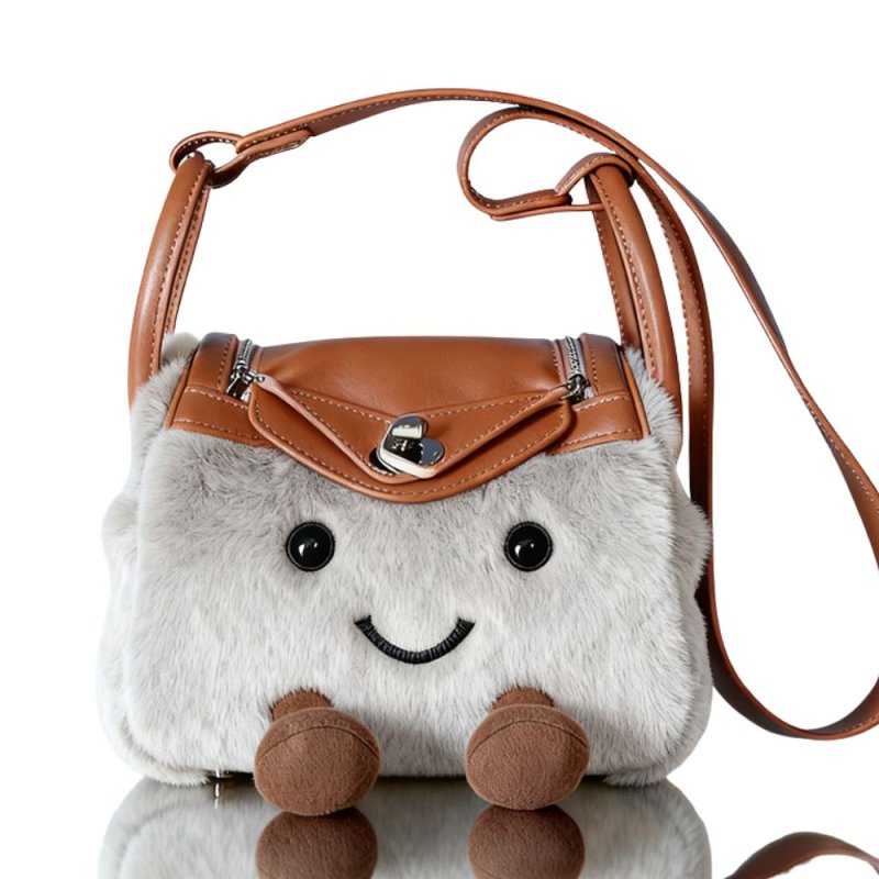 画像5: BK Smile Fur Tote Pochette Shoulder Bag Doll スマイル ファー ポシェット ショルダー モコモコ トート ぬいぐるみ バッグ  (5)