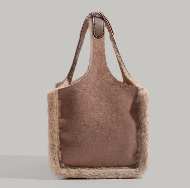 画像3: Suede fur-trimmed bucket tote shoulder bag　スエードファートリミングバケットトートショルダーバッグ (3)
