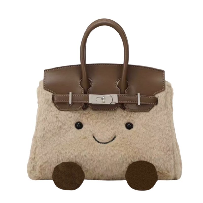 画像6: BK Smile Fur Tote Bag BK L スマイル ファー モコモコ トート ぬいぐるみ バッグ (6)
