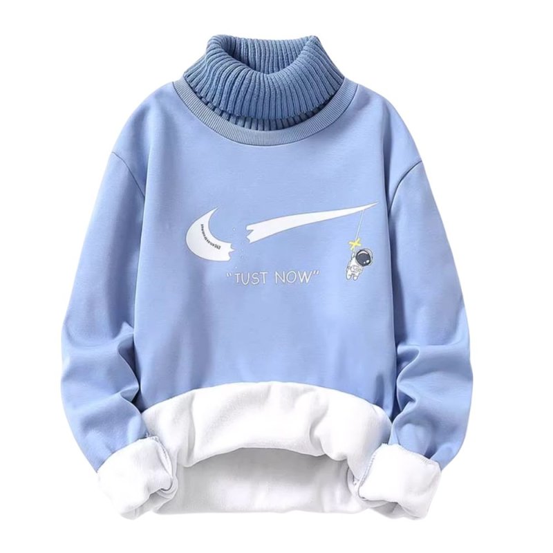 画像4: Unisex NASA Astronaut x Broken swoosh joint round neck sweater sweat shirts ユニセックス 男女兼用 NASA 宇宙飛行士 × ブロークンスウォッシュ 重ね着風 ジョイント スウェットトレーナー タートルネック  (4)