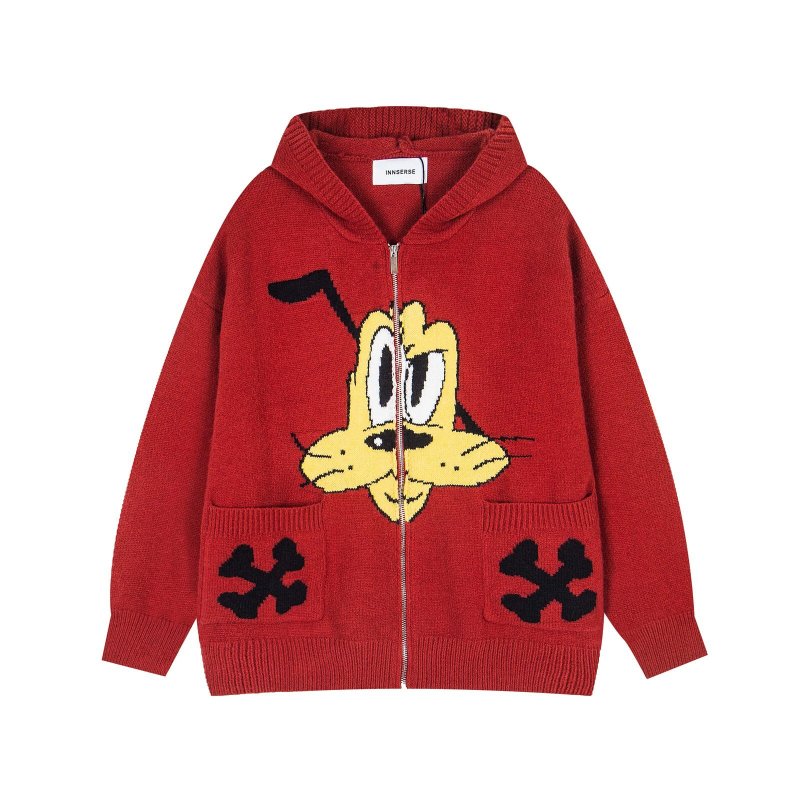 画像1: Unisex Pluto Braided Zip-Up Hoodie Sweater Cardigan knitted zip-up hoodie sweater cardigan   男女兼用プルート編み込みジップアップフーディカーディガンセーターニット (1)