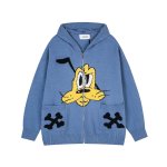 画像2: Unisex Pluto Braided Zip-Up Hoodie Sweater Cardigan knitted zip-up hoodie sweater cardigan   男女兼用プルート編み込みジップアップフーディカーディガンセーターニット (2)