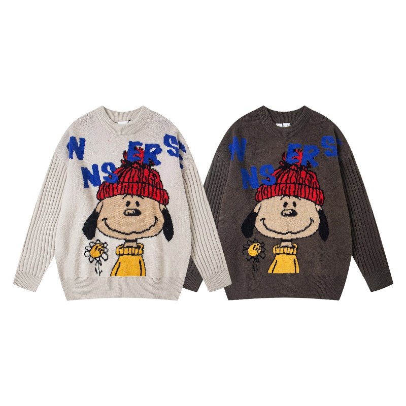 画像3: Unisex  Charlie Brown knitted crew neck sweater  男女兼用チャーリーブラウン編み込み丸首セーターニット (3)