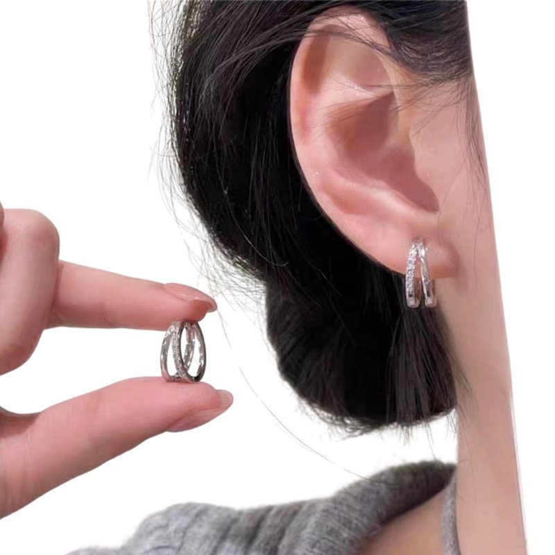 画像2: Double Strap Split Hoop Earrings　ダブルストラップスプリットフープピアス イアリング (2)