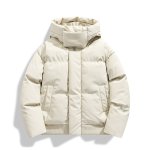 画像2: Stand collar zip-up basic down jacket coat ユニセックス 男女兼用 スタンドカラージップアップベーシックフーディダウンコート (2)