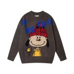 画像1: Unisex  Charlie Brown knitted crew neck sweater  男女兼用チャーリーブラウン編み込み丸首セーターニット (1)