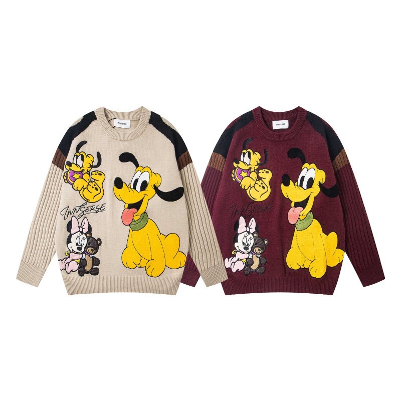 画像3: Unisex Pluto &Minnie & Bear Braided  Sweater Cardigan knitted zip-up hoodie sweater cardigan   男女兼用プルート＆ミニー＆ベア編み込みセーターニット (3)