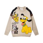 画像1: Unisex Pluto &Minnie & Bear Braided  Sweater Cardigan knitted zip-up hoodie sweater cardigan   男女兼用プルート＆ミニー＆ベア編み込みセーターニット (1)