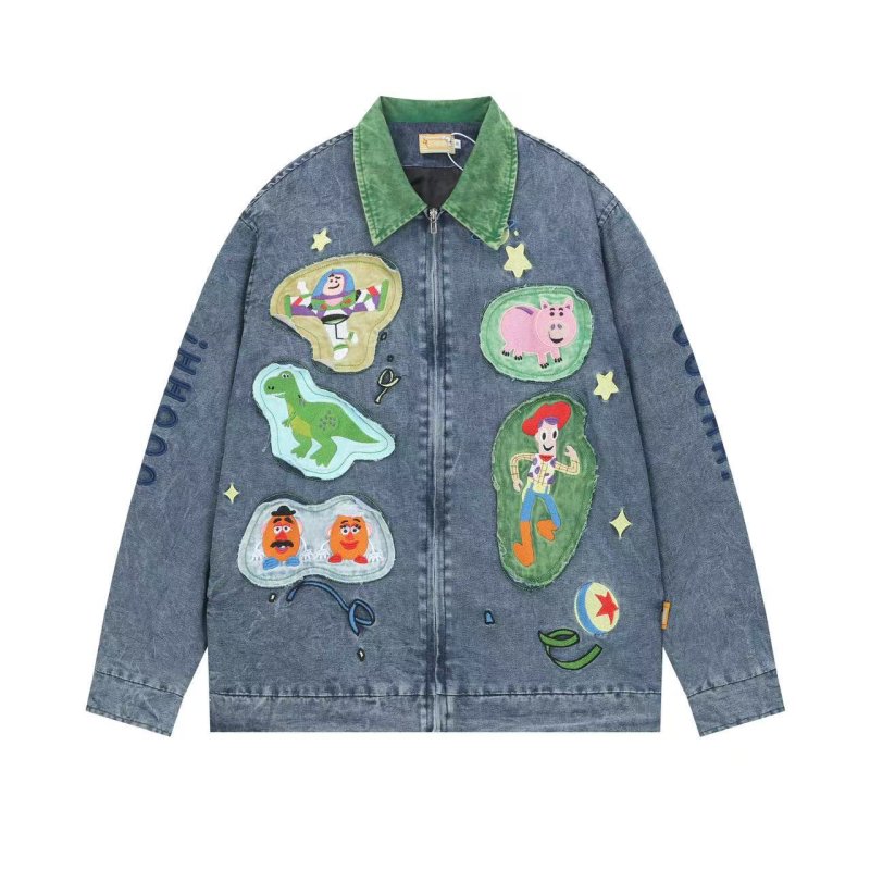 画像2: Unisex Vintage Design Toy Story Friends with Emblem Denim Jacket 男女兼用 ユニセックス ヴィンテージ デザイン トイ・ストーリー フレンズ スマイル　エンブレム　デニム　ジャケット カバーオール (2)