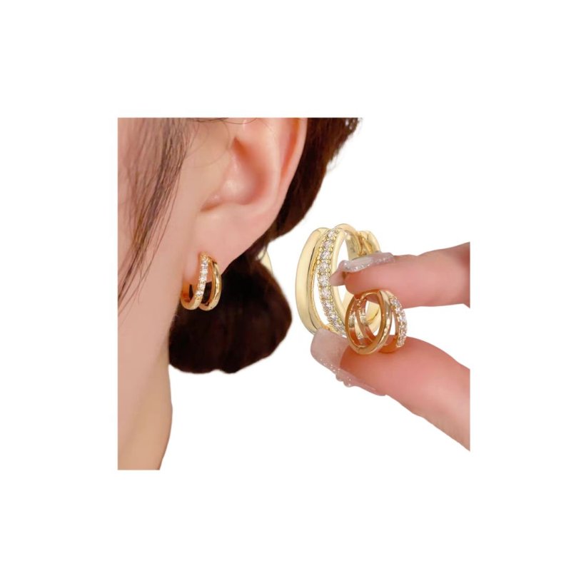 画像5: Double Strap Split Hoop Earrings　ダブルストラップスプリットフープピアス イアリング (5)