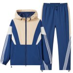 画像2:  Unisex Splicing 3-line suit set Jacket + Pant  ユニセックス 男女兼用 スプライシング3本ラインスーツ セットアップ上下 2点セット (2)