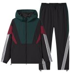 画像1:  Unisex Splicing 3-line suit set Jacket + Pant  ユニセックス 男女兼用 スプライシング3本ラインスーツ セットアップ上下 2点セット (1)