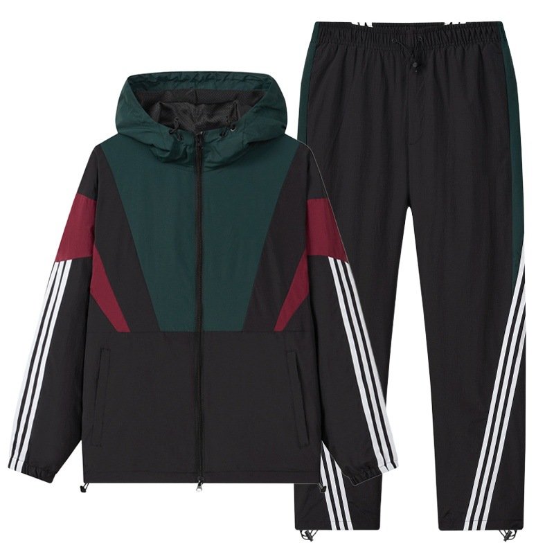 画像1:  Unisex Splicing 3-line suit set Jacket + Pant  ユニセックス 男女兼用 スプライシング3本ラインスーツ セットアップ上下 2点セット (1)