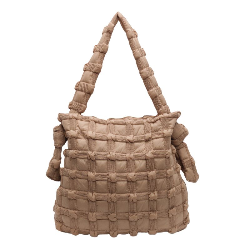 画像1: Plaid Embroidery Large Capacity Tote Shoulder Crossbody Bag　チェック格子刺繍ラージキャパシティートートショルダークロスボディバッグ (1)