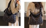 画像7: Plaid Embroidery Large Capacity Tote Shoulder Crossbody Bag　チェック格子刺繍ラージキャパシティートートショルダークロスボディバッグ (7)