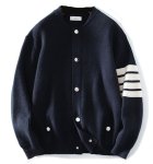 画像1: Unisex 4-line ribbed cardigan jacket sweater  男女兼用4本ラインリブ編みカーディガンジャケットニット (1)