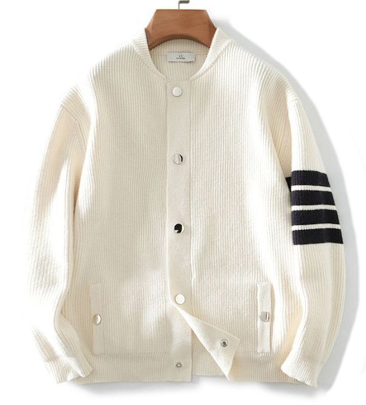 画像3: Unisex 4-line ribbed cardigan jacket sweater  男女兼用4本ラインリブ編みカーディガンジャケットニット (3)