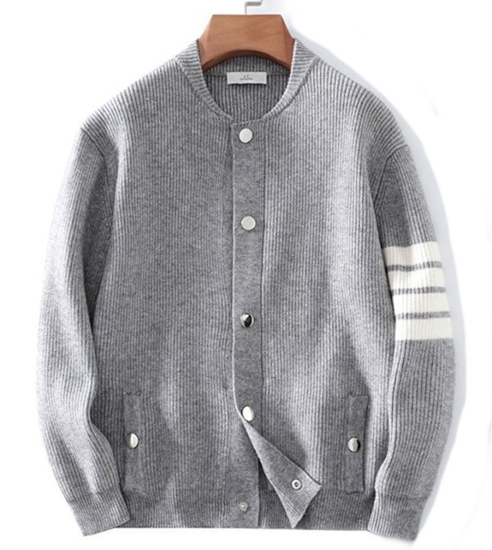 画像2: Unisex 4-line ribbed cardigan jacket sweater  男女兼用4本ラインリブ編みカーディガンジャケットニット (2)