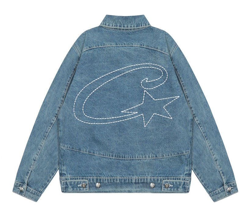 画像1: Star embroidered denim jacket　ユニセックス 男女兼用 スター刺繍デニムGジャンジャケット (1)