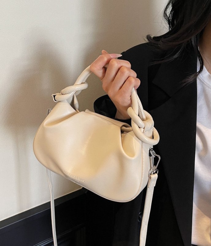 画像7: Gathered Leather Mini Tote Shoulder/Crossbody Bag　 ギャザーレザーミニトートショルダークロスボディバッグ (7)