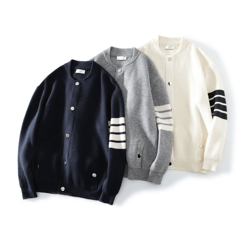 画像5: Unisex 4-line ribbed cardigan jacket sweater  男女兼用4本ラインリブ編みカーディガンジャケットニット (5)