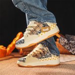 画像2: Unisex Check & Patchwork canvas lace-up Sneakers shoes  ユニセックス男女兼用チェック&パッチワーク バンダナ レースアップ  スニーカー  (2)