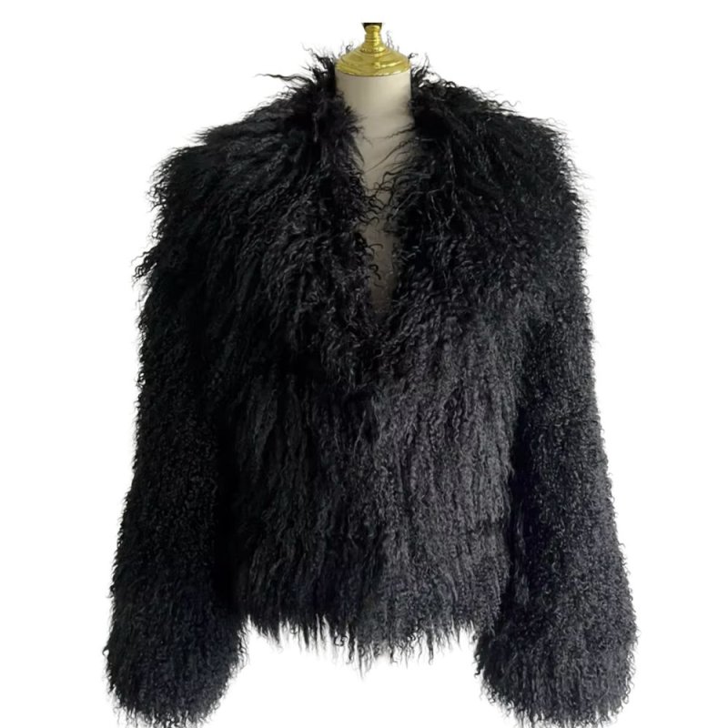 画像2: Real Mongolian Fur Custom Long Sleeve Winter Warm Fur Coat リアルモンゴリアンファー ショート丈 ジャケットコート (2)