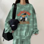 画像4: Looney Tunes Duffy Duck Tie-Dye round neck sweatshirt and sweatpants set ルーニーチューンダフイダックタイダイ スウェット セットアップ トレーナー& パンツ (4)