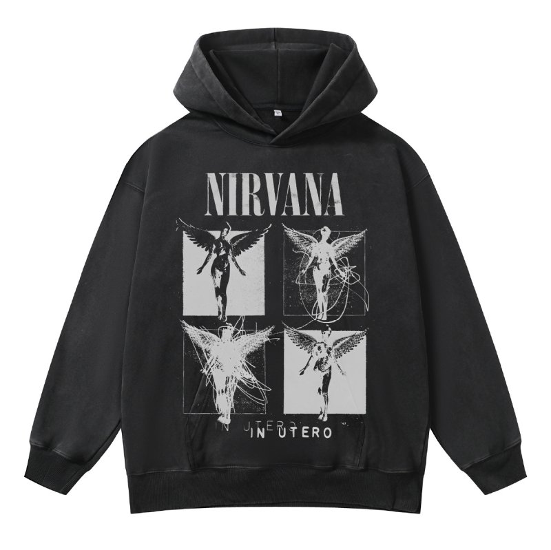 画像2: Unisex Nirvana Four Quadrant Wash Hoodie  男女兼用 ユニセックスニルヴァーナ フォー・クアドラントウォッシュフーディ (2)