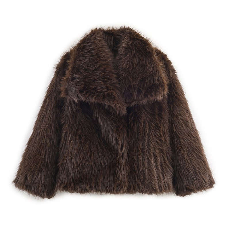画像4: Faux Fur Eco Fur Mongolian Fur Custom Long Sleeve Winter Warm Fur Coat エコファー フェイクファー モンゴリアンファー ショート丈 ジャケットコート (4)