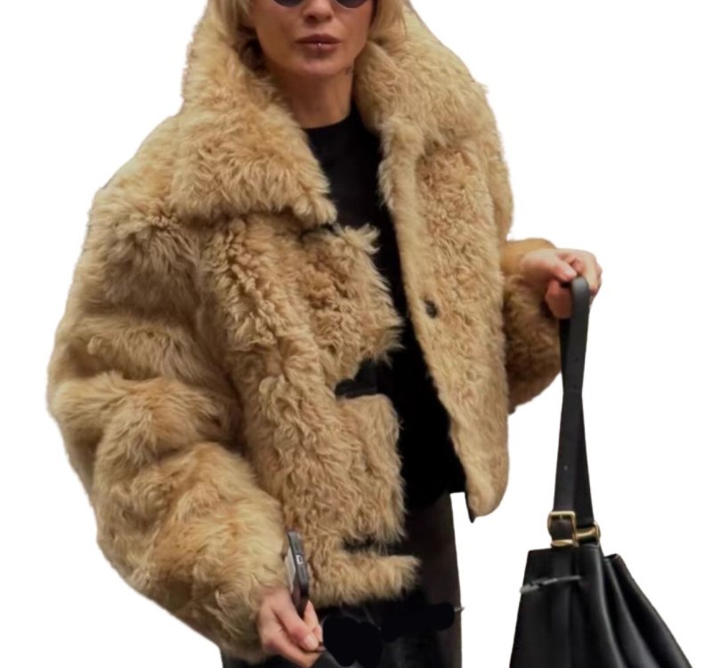 画像2: Eco Mongolian fur short jacket coat エコモンゴリアンファーショート丈ジャケットコート (2)