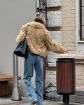 画像3: Eco Mongolian fur short jacket coat エコモンゴリアンファーショート丈ジャケットコート (3)