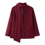 画像3: Scarf V-neck coat jacket マフラー付きVネックハーフ ジャケットコート (3)