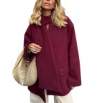 画像1: Scarf V-neck coat jacket マフラー付きVネックハーフ ジャケットコート (1)