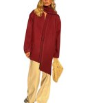 画像2: Scarf V-neck coat jacket マフラー付きVネックハーフ ジャケットコート (2)