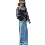画像3: Striped muffler half coat jacket ストライプマフラーハーフ ジャケットコート (3)