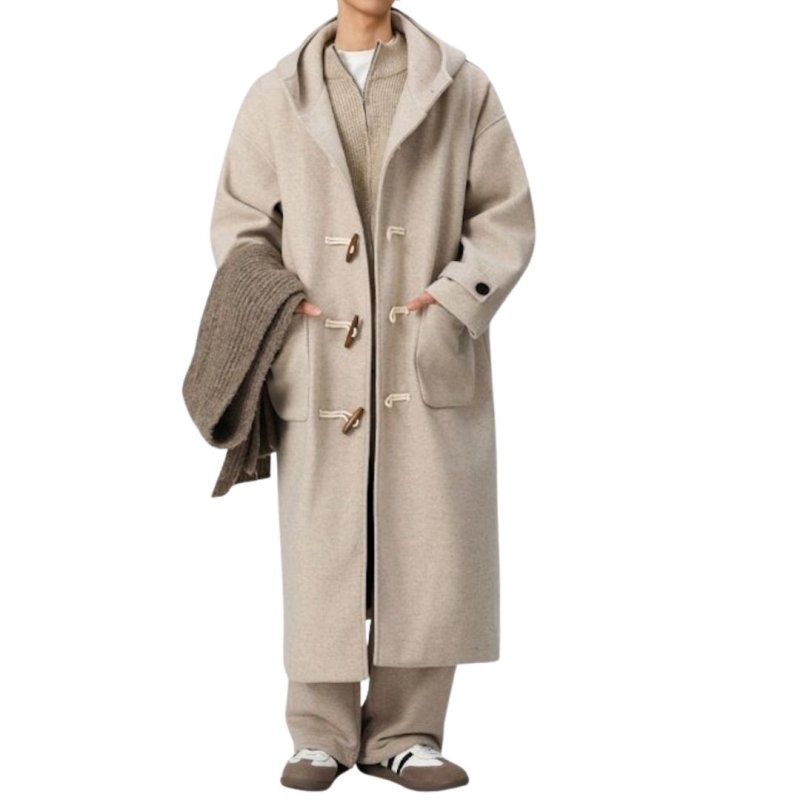 画像1: Long duffle hoodie coat ユニセックス 男女兼用 ロングダッフルフーディコート (1)