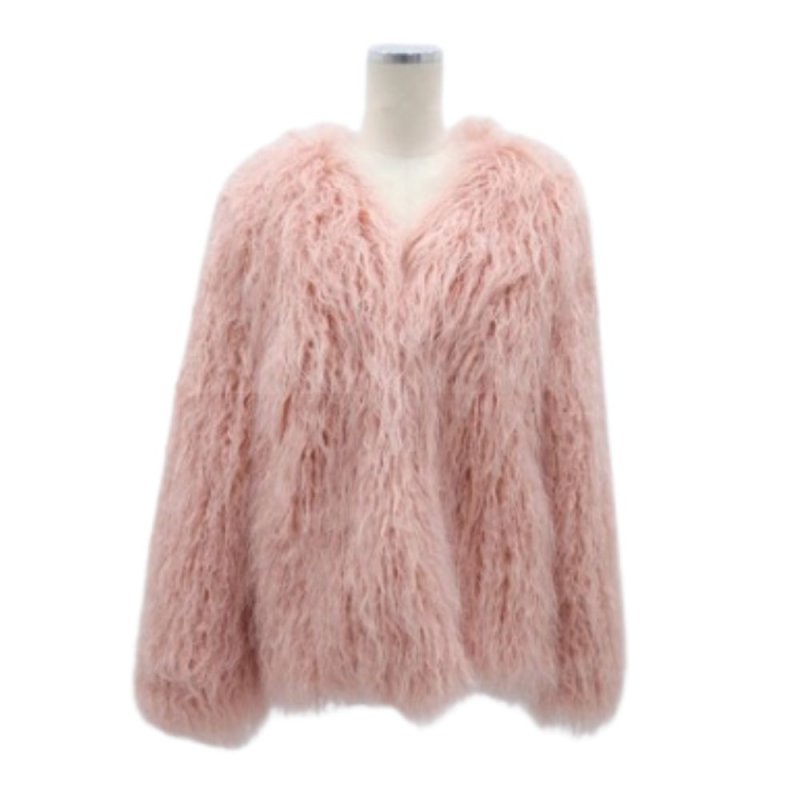 画像2: Eco Fur Custom Long Sleeve Winter Warm Mongolian Women Faux Fur Coat エコファー フェイクファー ジャケットコート (2)