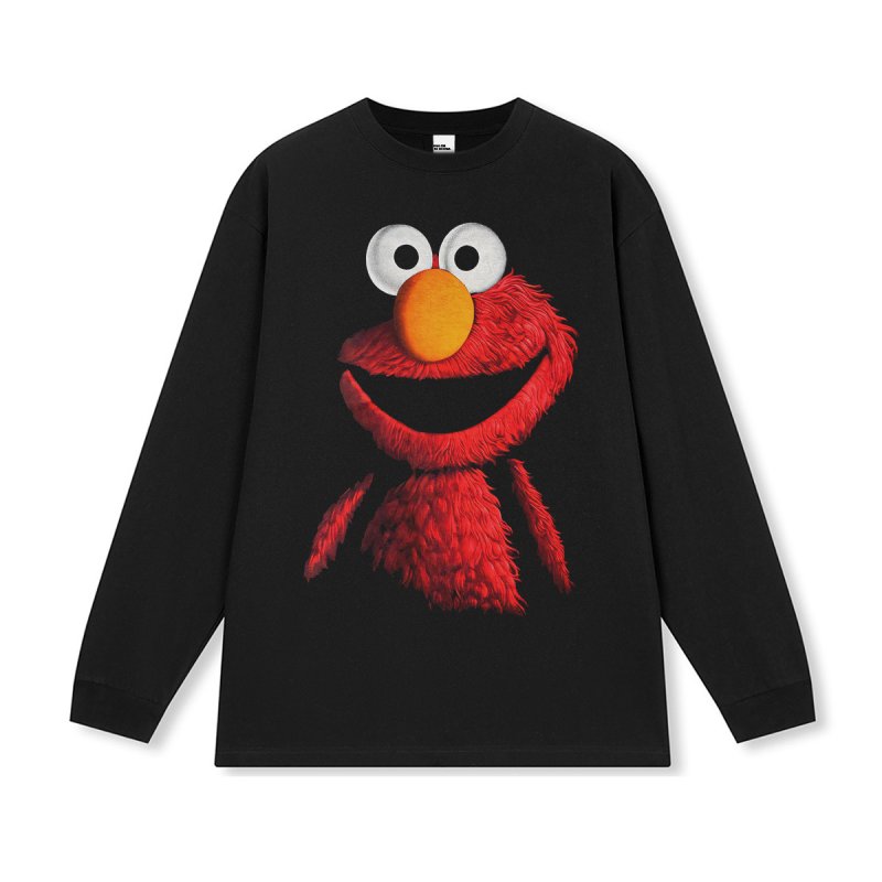 画像2: unisex Sesame Street Cookie Monster Big Print Long Sleeve Round Neck T-Shirt ユニセックスセサミーストリートクッキーモンスター ビッグプリント長袖ラウンドネック Tシャツ   (2)