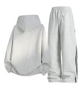 画像5:  Unisex 2-Line Sweat Hoodie & Pants Set Jacket + Pant  ユニセックス 男女兼用 2本ラインフーディ＆パンツスウェットスーツ セットアップ上下 2点セット (5)
