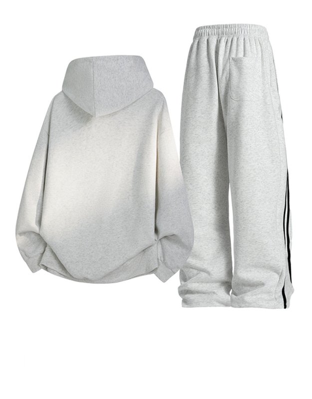 画像5:  Unisex 2-Line Sweat Hoodie & Pants Set Jacket + Pant  ユニセックス 男女兼用 2本ラインフーディ&パンツスウェットスーツ セットアップ上下 2点セット (5)