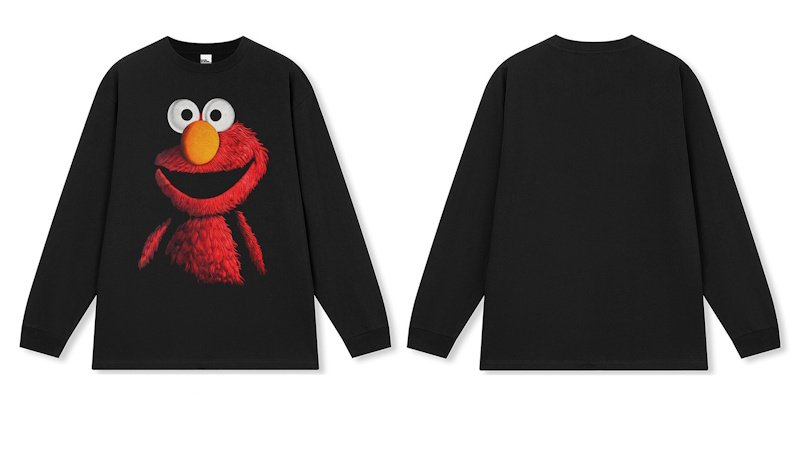 画像3: unisex Sesame Street Cookie Monster Big Print Long Sleeve Round Neck T-Shirt ユニセックスセサミーストリートクッキーモンスター ビッグプリント長袖ラウンドネック Tシャツ   (3)