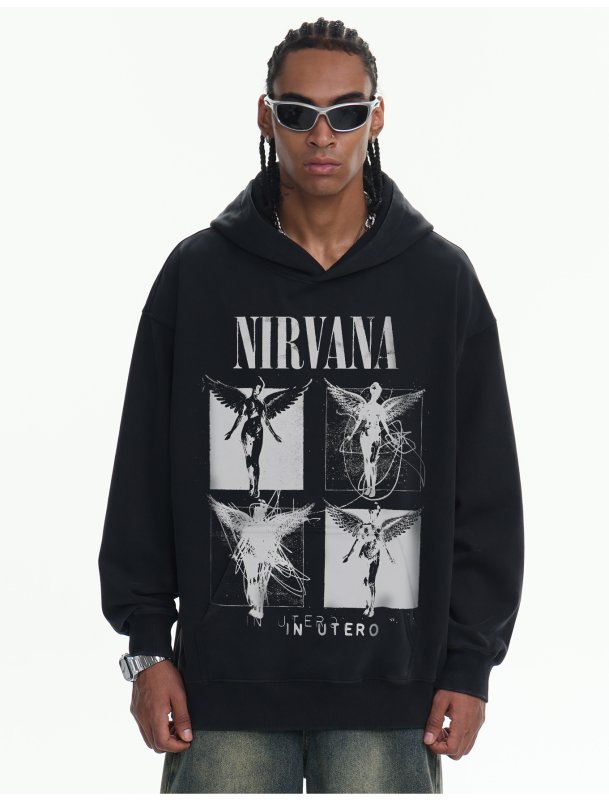画像7: Unisex Nirvana Four Quadrant Wash Hoodie  男女兼用 ユニセックスニルヴァーナ フォー・クアドラントウォッシュフーディ (7)