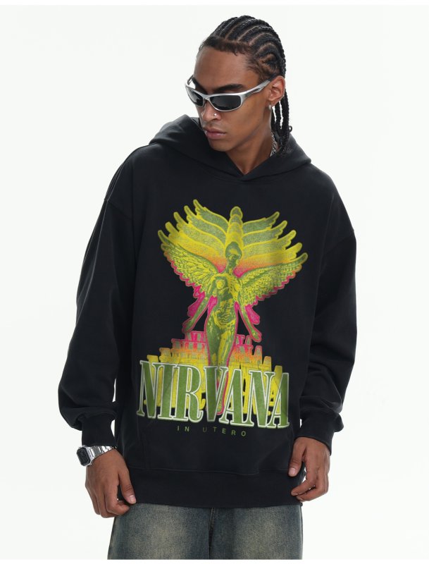 画像4: UnisexNIRVANA Fried Snowflake Washed Hoodie   男女兼用 ユニセックスNIRVANA フライドスノーフレーク ウォッシュフーディパーカー (4)