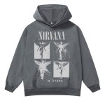 画像1: Unisex Nirvana Four Quadrant Wash Hoodie  男女兼用 ユニセックスニルヴァーナ フォー・クアドラントウォッシュフーディ (1)