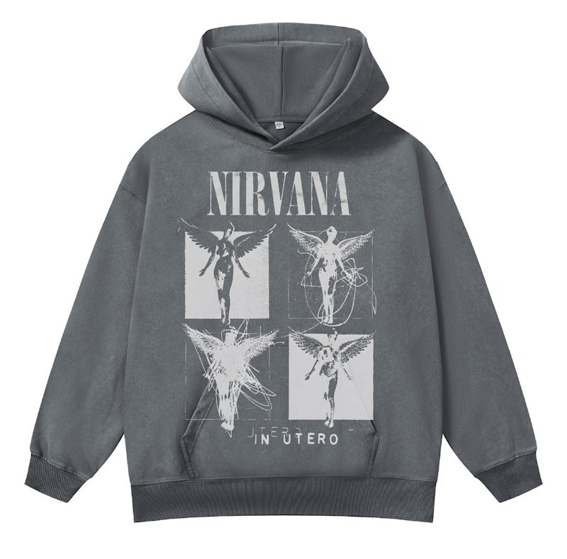 画像1: Unisex Nirvana Four Quadrant Wash Hoodie  男女兼用 ユニセックスニルヴァーナ フォー・クアドラントウォッシュフーディ (1)