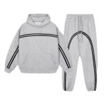 画像6:  Unisex 2-Line Sweat Hoodie & Pants Set Jacket + Pant  ユニセックス 男女兼用 2本ラインフーディ＆パンツスウェットスーツ セットアップ上下 2点セット (6)