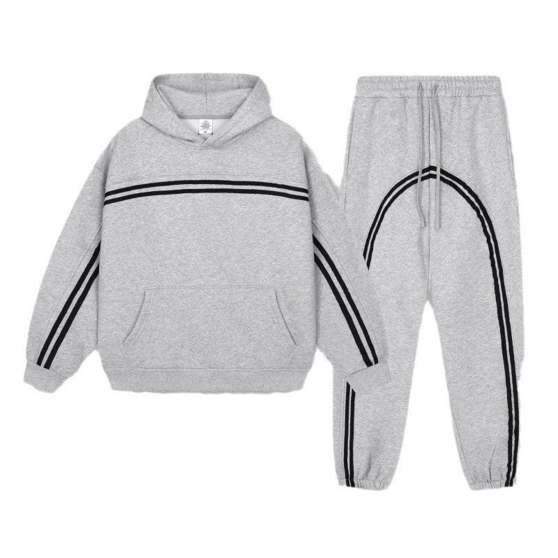 画像6:  Unisex 2-Line Sweat Hoodie & Pants Set Jacket + Pant  ユニセックス 男女兼用 2本ラインフーディ&パンツスウェットスーツ セットアップ上下 2点セット (6)