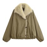 画像1: Fur lapel horn button coat jacket ファーカラーラペルホーンボタンジャケットコート (1)