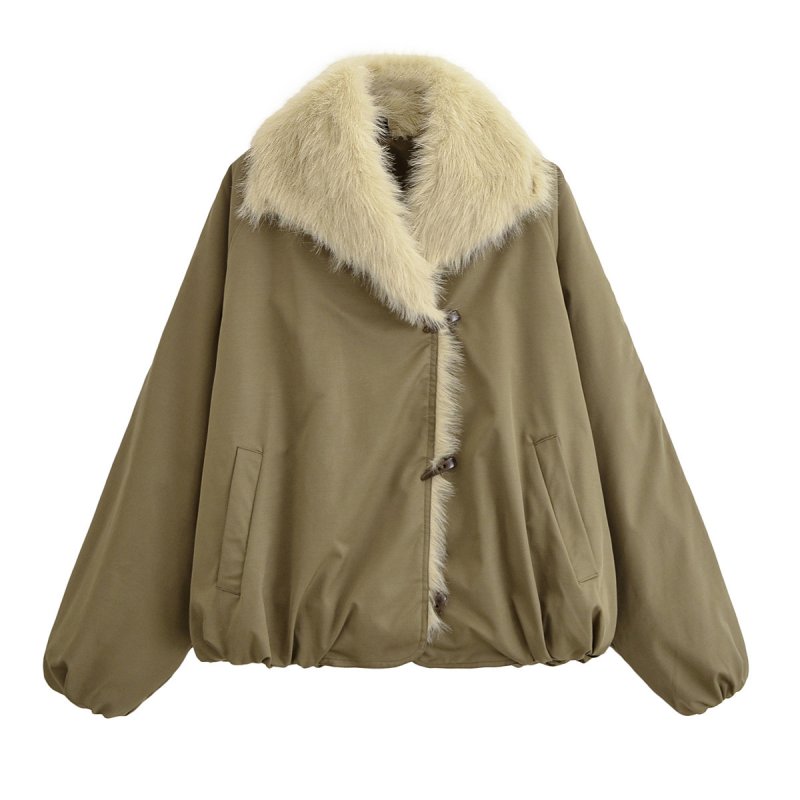 画像1: Fur lapel horn button coat jacket ファーカラーラペルホーンボタンジャケットコート (1)